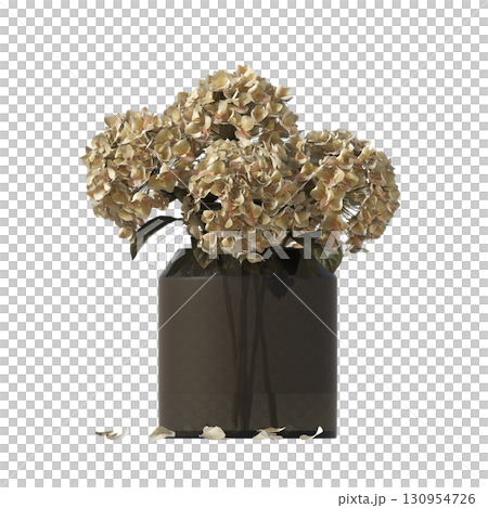 decorative flower in a pot isolate on a transparent background, 3D illustration, cg render 130954726