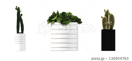 decorative flower in a pot isolate on a transparent background, 3D illustration, cg render decorative flower in a pot isolate on a transparent background, 3D illustration, cg render 130954763