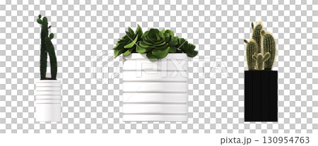 decorative flower in a pot isolate on a transparent background, 3D illustration, cg render decorative flower in a pot isolate on a transparent background, 3D illustration, cg render 130954763
