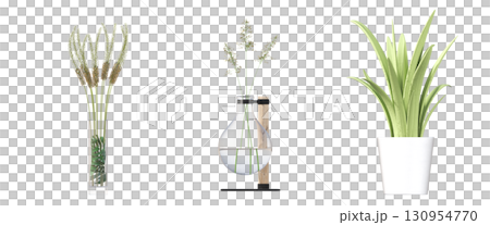 decorative flower in a pot isolate on a transparent background, 3D illustration, cg render 130954770