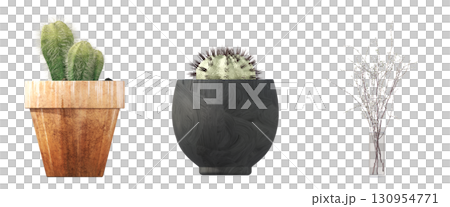 decorative flower in a pot isolate on a transparent background, 3D illustration, cg render 130954771