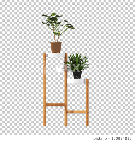 decorative flower in a pot isolate on a transparent background, 3D illustration, cg render 130954813