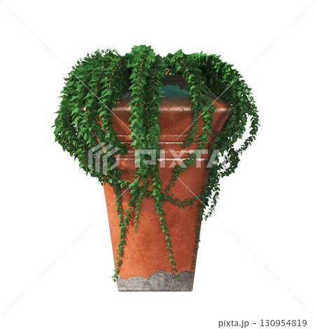 decorative flower in a pot isolate on a transparent background, 3D illustration, cg render 130954819