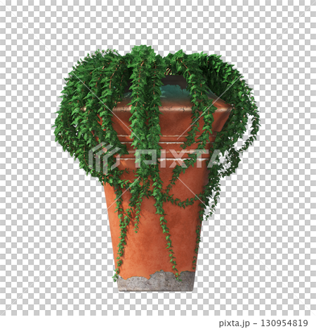 decorative flower in a pot isolate on a transparent background, 3D illustration, cg render decorative flower in a pot isolate on a transparent background, 3D illustration, cg render 130954819