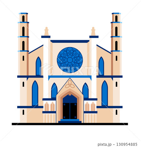 Santa Maria del Mar in Spain - colorful flat design style object Santa Maria del Mar in Spain - colorful flat design style object 130954885