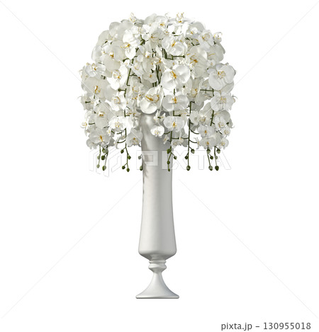 decorative flower in a pot isolate on a transparent background, 3D illustration, cg render decorative flower in a pot isolate on a transparent background, 3D illustration, cg render 130955018