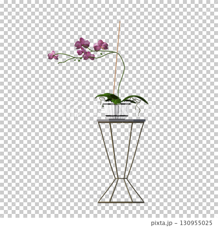decorative flower in a pot isolate on a transparent background, 3D illustration, cg render decorative flower in a pot isolate on a transparent background, 3D illustration, cg render 130955025