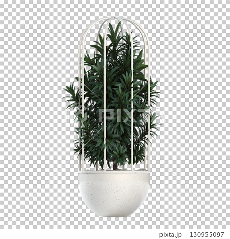 decorative flower in a pot isolate on a transparent background, 3D illustration, cg render decorative flower in a pot isolate on a transparent background, 3D illustration, cg render 130955097