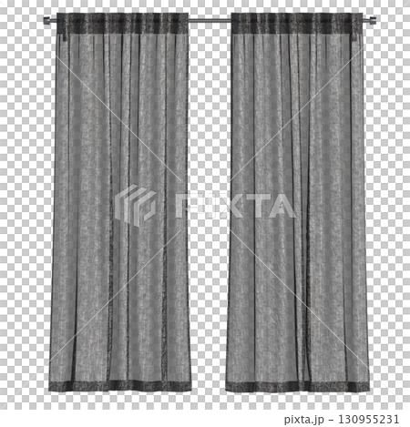 curtain isolated on a transparent background, interior decorations, 3D illustration, cg render 130955231