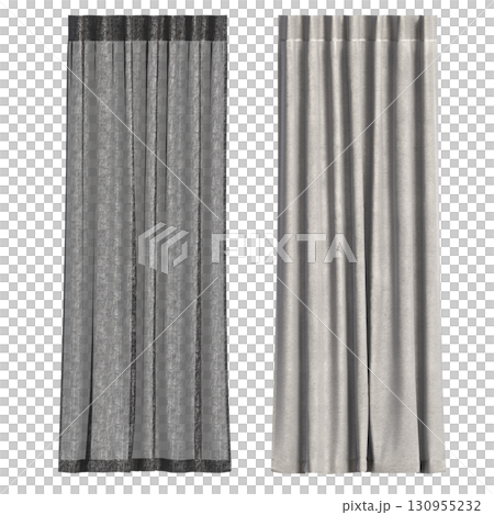 curtain isolated on a transparent background, interior decorations, 3D illustration, cg render 130955232