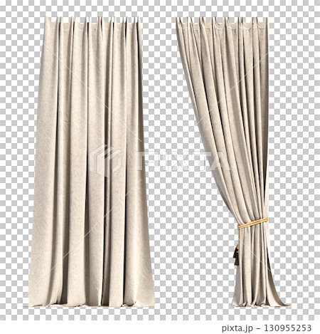 curtain isolated on a transparent background, interior decorations, 3D illustration, cg render curtain isolated on a transparent background, interior decorations, 3D illustration, cg render 130955253