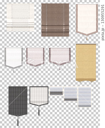 curtain isolated on a transparent background, interior decorations, 3D illustration, cg render 130955291