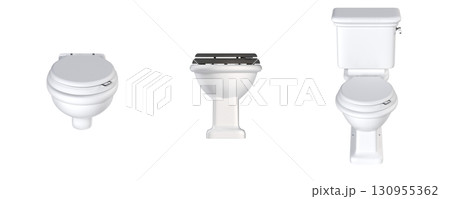Lavatory pan isolated on a transparent background, bidet, 3D illustration, and CG render 130955362