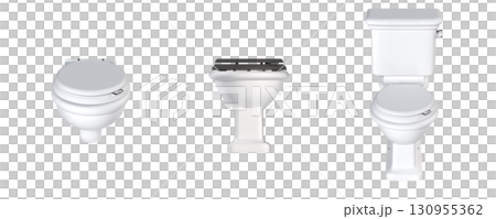 Lavatory pan isolated on a transparent background, bidet, 3D illustration, and CG render 130955362