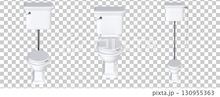Lavatory pan isolated on a transparent background, bidet, 3D illustration, and CG render 130955363