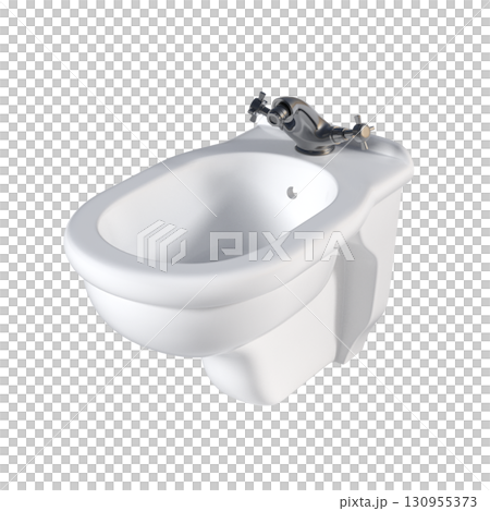 Lavatory pan isolated on a transparent background, bidet, 3D illustration, and CG render Lavatory pan isolated on a transparent background, bidet, 3D illustration, and CG render 130955373