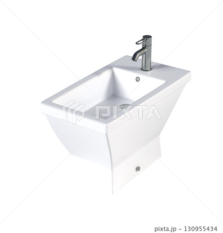 Lavatory pan isolated on a transparent background, bidet, 3D illustration, and CG render Lavatory pan isolated on a transparent background, bidet, 3D illustration, and CG render 130955434