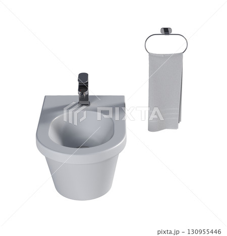 Lavatory pan isolated on a transparent background, bidet, 3D illustration, and CG render 130955446