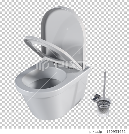 Lavatory pan isolated on a transparent background, bidet, 3D illustration, and CG render 130955451