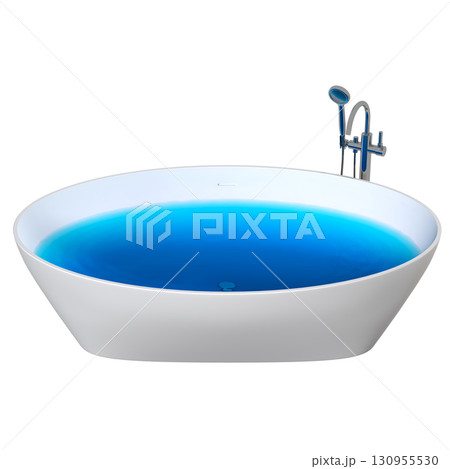 bathtub isolated on a transparent background, 3D illustration, and a CG render bathtub isolated on a transparent background, 3D illustration, and a CG render 130955530