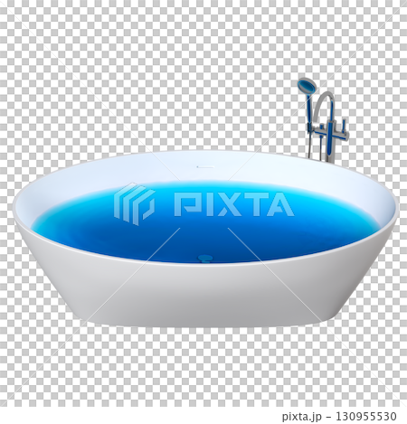 bathtub isolated on a transparent background, 3D illustration, and a CG render bathtub isolated on a transparent background, 3D illustration, and a CG render 130955530