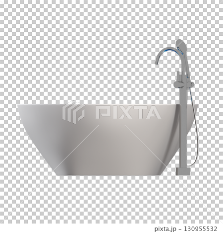 bathtub isolated on a transparent background, 3D illustration, and a CG render bathtub isolated on a transparent background, 3D illustration, and a CG render 130955532