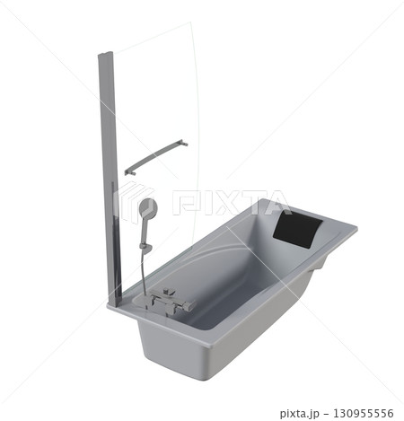 bathtub isolated on a transparent background, 3D illustration, and a CG render 130955556