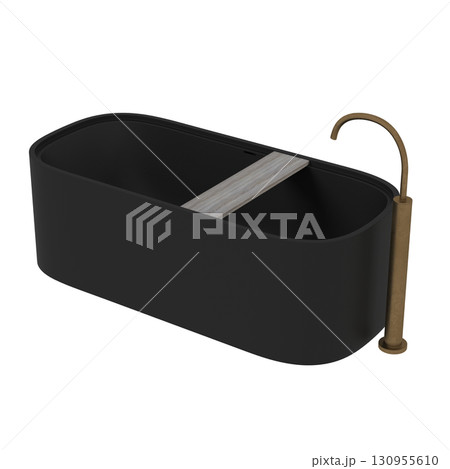 bathtub isolated on a transparent background, 3D illustration, and a CG render bathtub isolated on a transparent background, 3D illustration, and a CG render 130955610