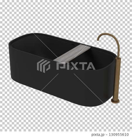 bathtub isolated on a transparent background, 3D illustration, and a CG render bathtub isolated on a transparent background, 3D illustration, and a CG render 130955610