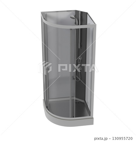 shower cabin isolated on transparent background, 3D illustration, cg render 130955720