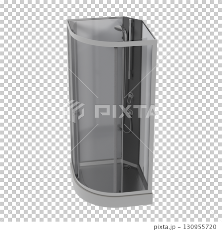 shower cabin isolated on transparent background, 3D illustration, cg render 130955720