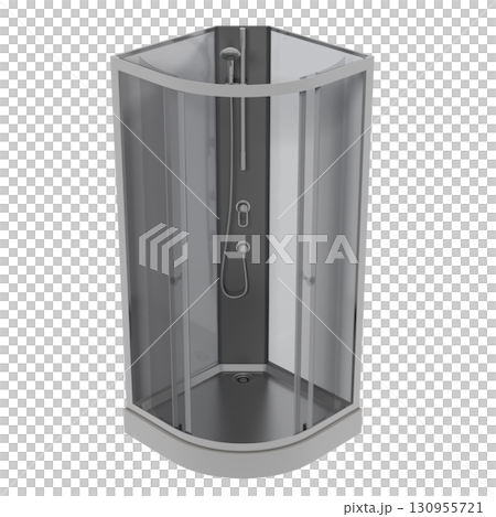 shower cabin isolated on transparent background, 3D illustration, cg render shower cabin isolated on transparent background, 3D illustration, cg render 130955721