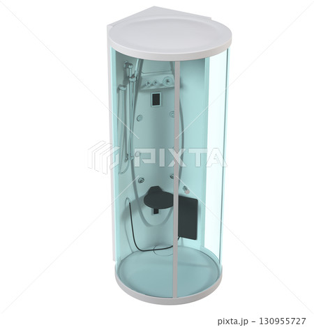 shower cabin isolated on transparent background, 3D illustration, cg render shower cabin isolated on transparent background, 3D illustration, cg render 130955727