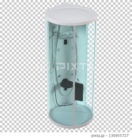 shower cabin isolated on transparent background, 3D illustration, cg render shower cabin isolated on transparent background, 3D illustration, cg render 130955727