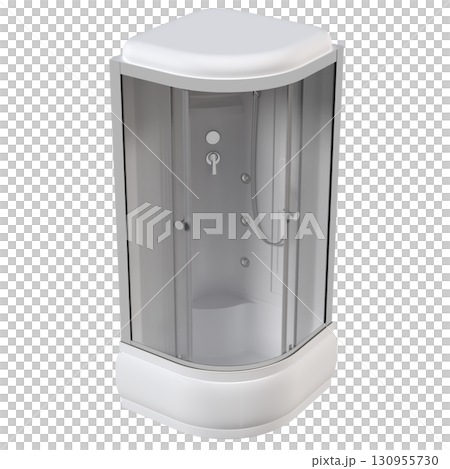 shower cabin isolated on transparent background, 3D illustration, cg render shower cabin isolated on transparent background, 3D illustration, cg render 130955730