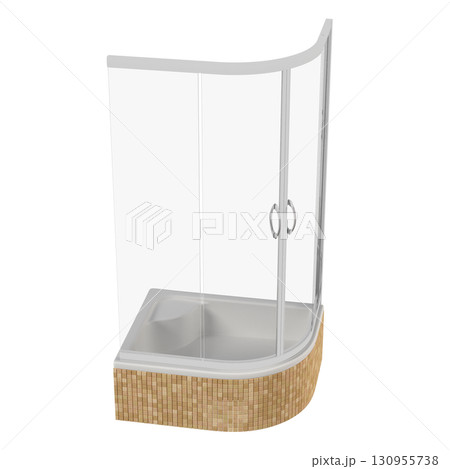 shower cabin isolated on transparent background, 3D illustration, cg render shower cabin isolated on transparent background, 3D illustration, cg render 130955738