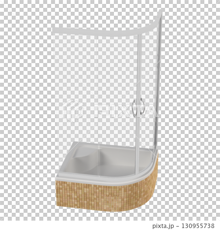 shower cabin isolated on transparent background, 3D illustration, cg render shower cabin isolated on transparent background, 3D illustration, cg render 130955738