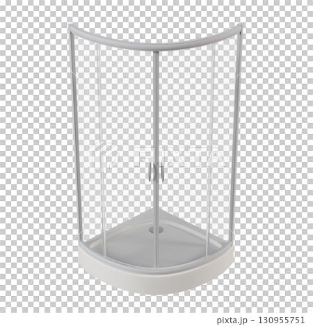 shower cabin isolated on transparent background, 3D illustration, cg render 130955751