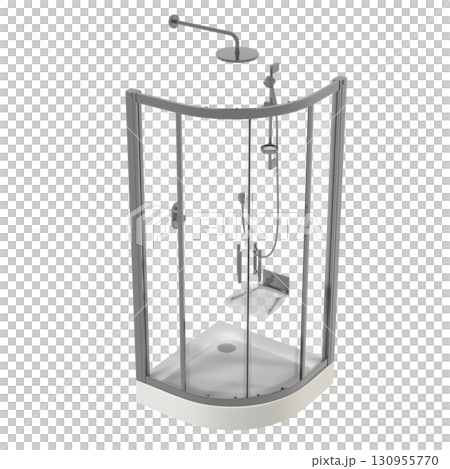 shower cabin isolated on transparent background, 3D illustration, cg render shower cabin isolated on transparent background, 3D illustration, cg render 130955770