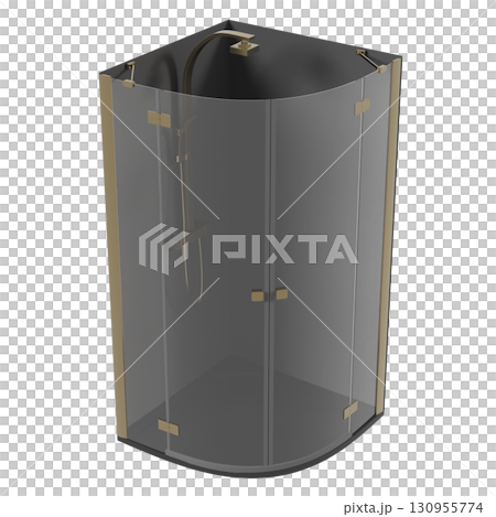 shower cabin isolated on transparent background, 3D illustration, cg render 130955774