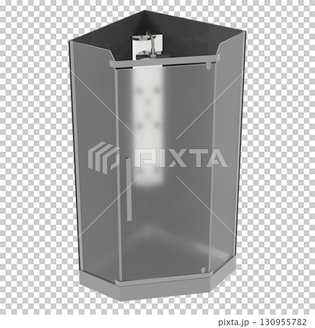 shower cabin isolated on transparent background, 3D illustration, cg render shower cabin isolated on transparent background, 3D illustration, cg render 130955782