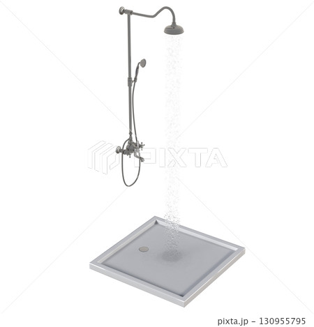 shower cabin isolated on transparent background, 3D illustration, cg render 130955795
