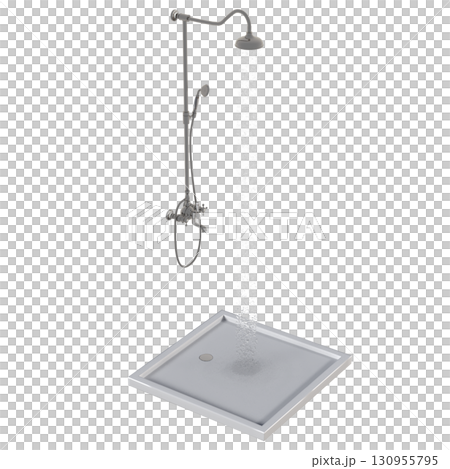 shower cabin isolated on transparent background, 3D illustration, cg render 130955795