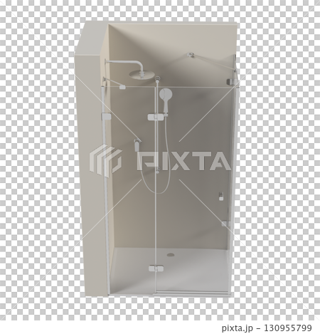shower cabin isolated on transparent background, 3D illustration, cg render 130955799