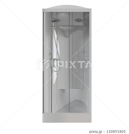 shower cabin isolated on transparent background, 3D illustration, cg render 130955805