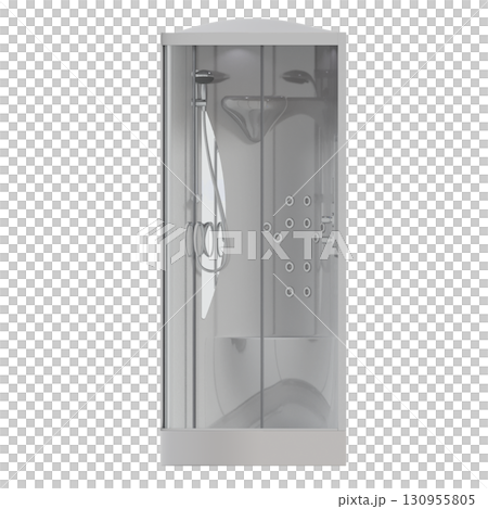 shower cabin isolated on transparent background, 3D illustration, cg render 130955805