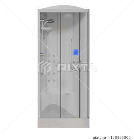 shower cabin isolated on transparent background, 3D illustration, cg render 130955806