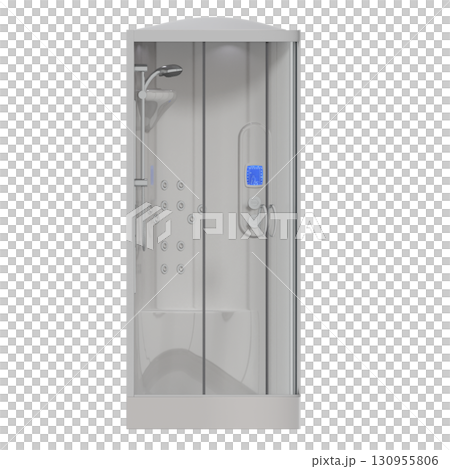 shower cabin isolated on transparent background, 3D illustration, cg render 130955806