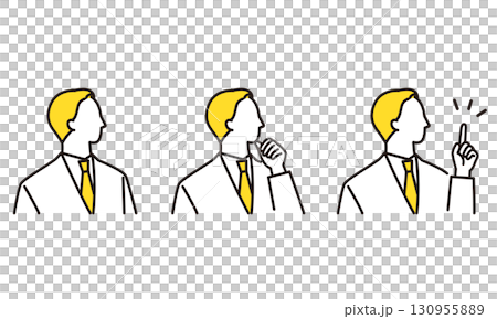 スーツを着た男性、ビジネスパーソンの表情アイコン 130955889