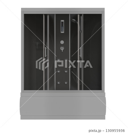 shower cabin isolated on transparent background, 3D illustration, cg render shower cabin isolated on transparent background, 3D illustration, cg render 130955936